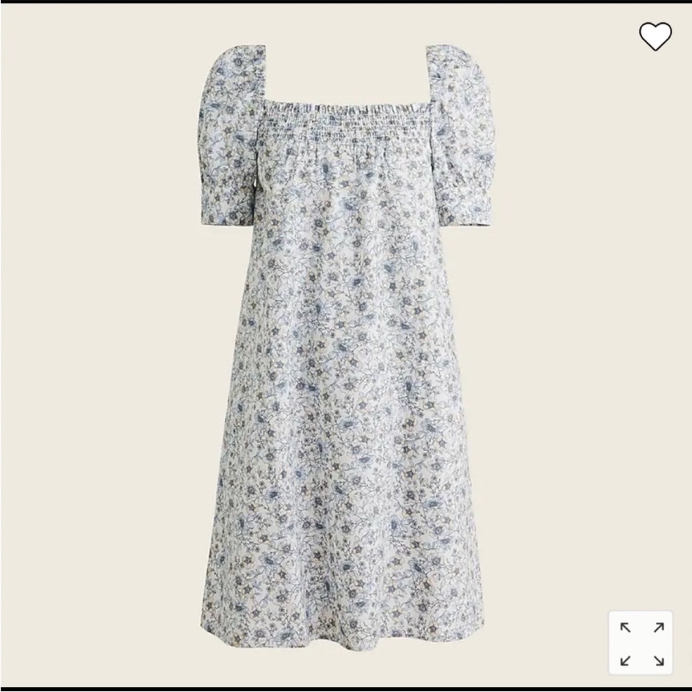 JCREW square neck dress with smocking detail